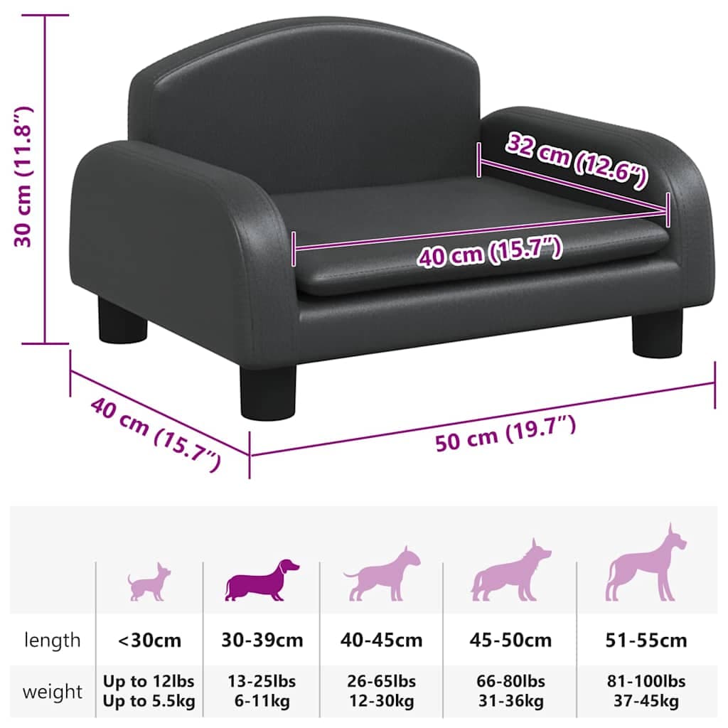 Lettino per Cani Nero 50x40x30 cm in Similpelle — miniatura 6 di 6