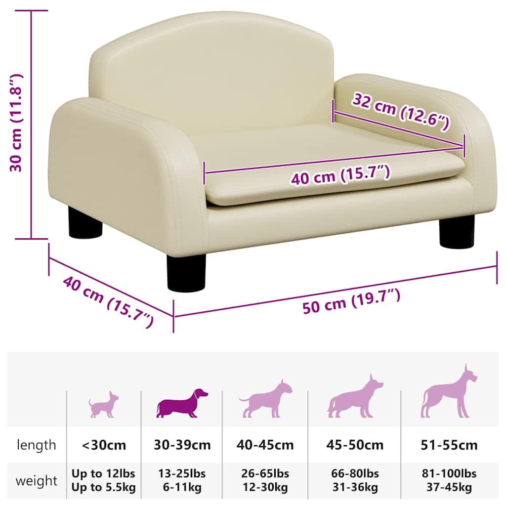 Lettino per Cani Crema 50x40x30 cm in Similpelle — miniatura 6 di 6