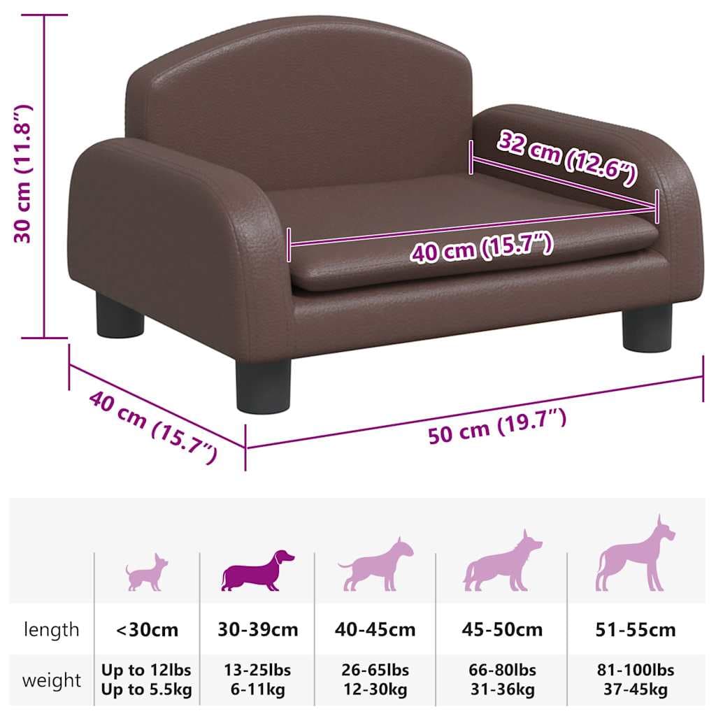 Lettino per Cani Marrone 50x40x30 cm in Similpelle — miniatura 6 di 6