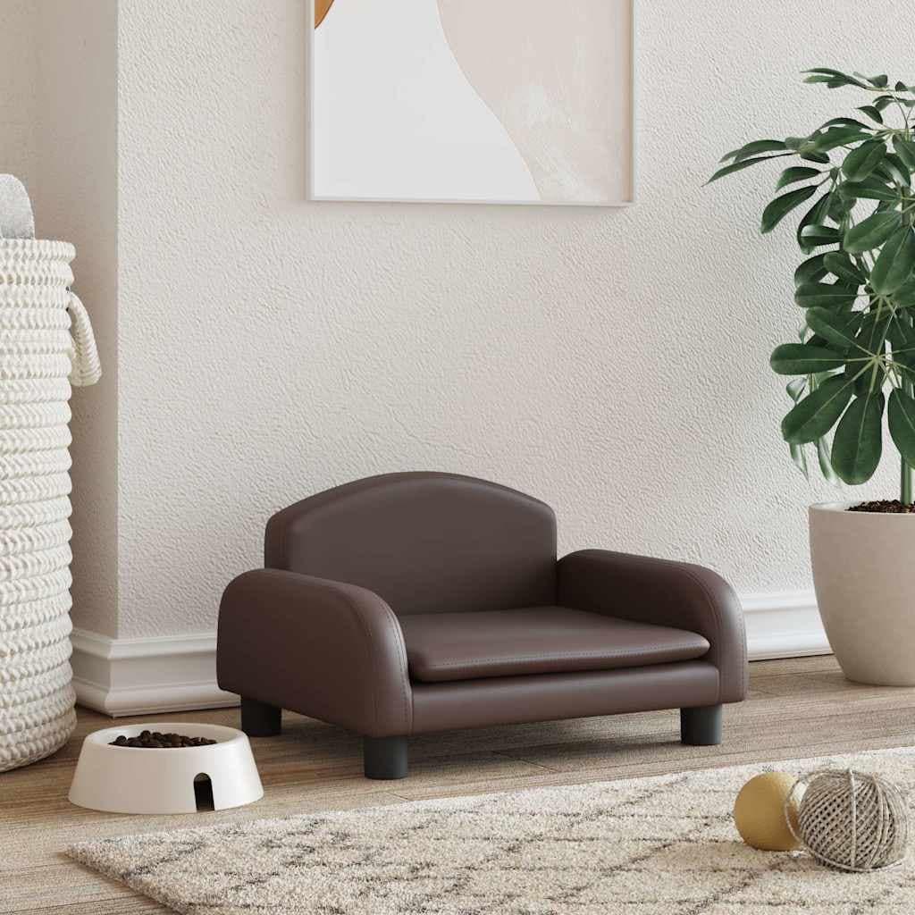 Lettino per Cani Marrone 50x40x30 cm in Similpelle — miniatura 1 di 6