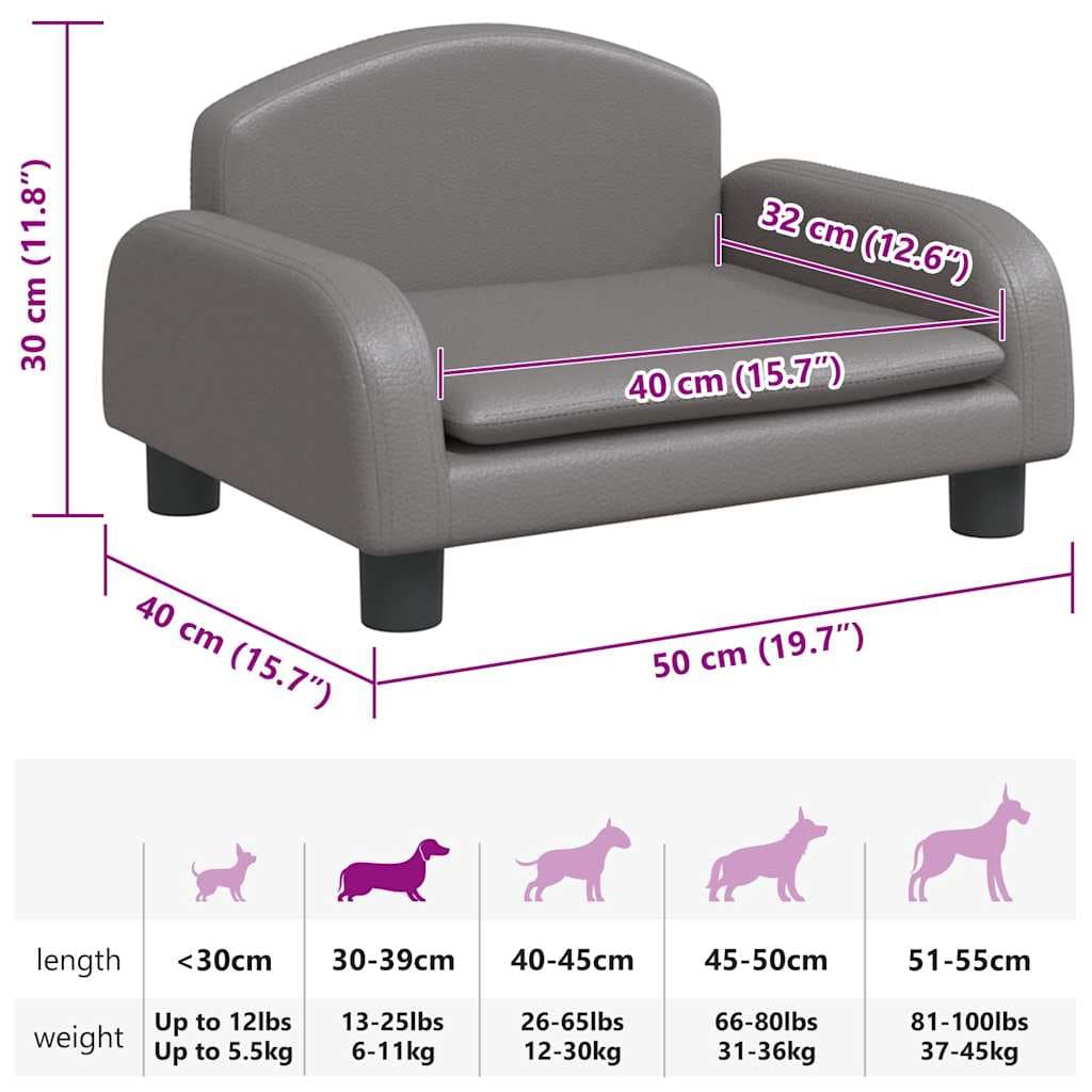 Lettino per Cani Grigio 50x40x30 cm in Similpelle — miniatura 6 di 6