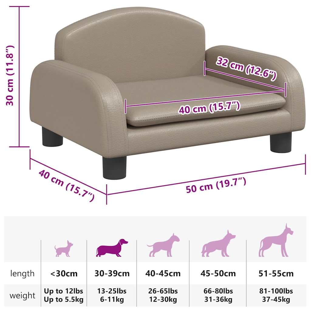 Lettino per Cani Cappuccino 50x40x30 cm in Similpelle — miniatura 6 di 6