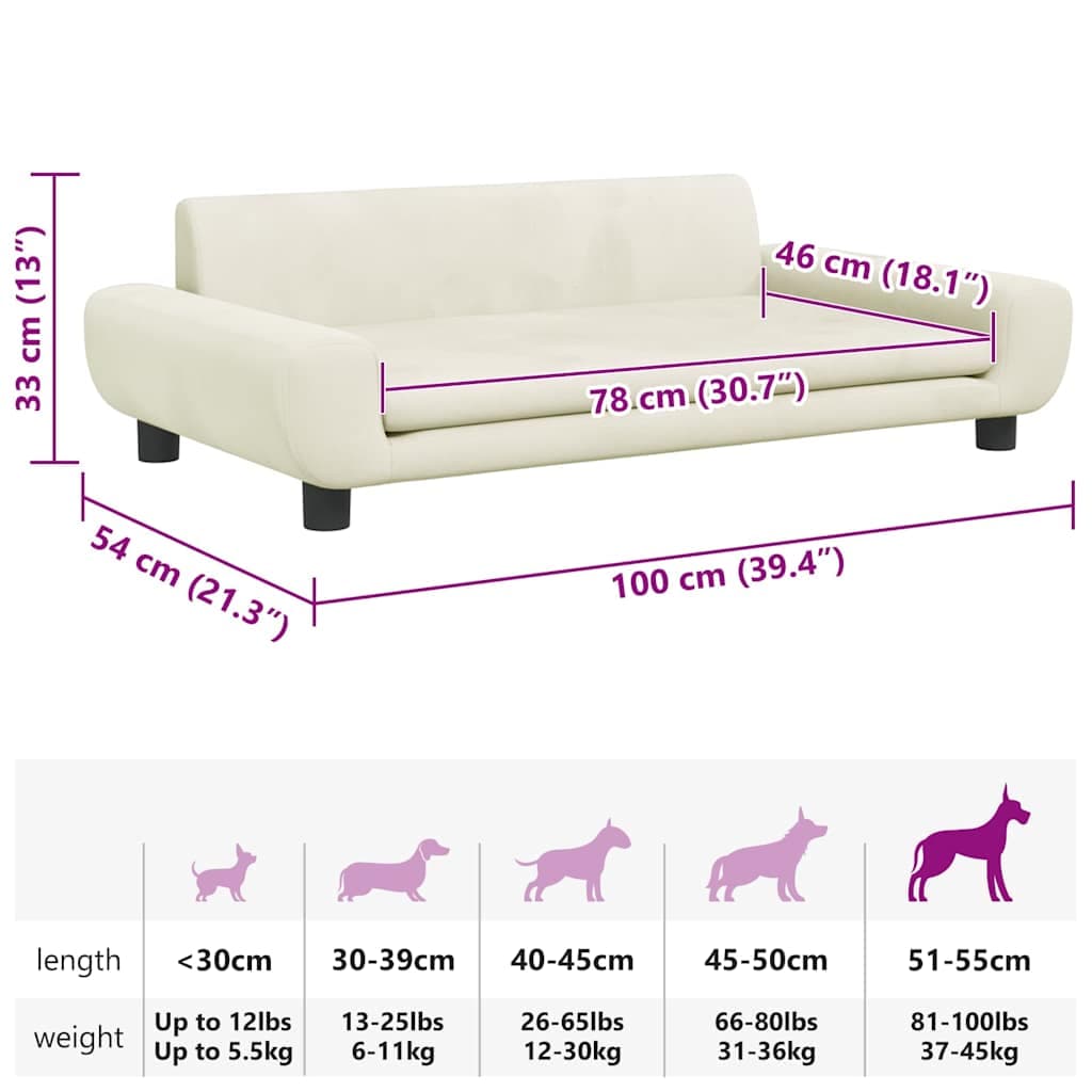 Lettino per Cani Crema 100x54x33 cm in Velluto — miniatura 6 di 6