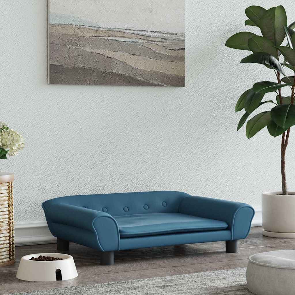 Lettino per Cani Blu 70x48x22 cm in Velluto — miniatura 1 di 6