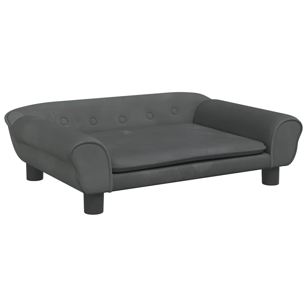 Lettino per Cani Grigio Scuro 70x48x22 cm in Velluto — foto 2 di 6