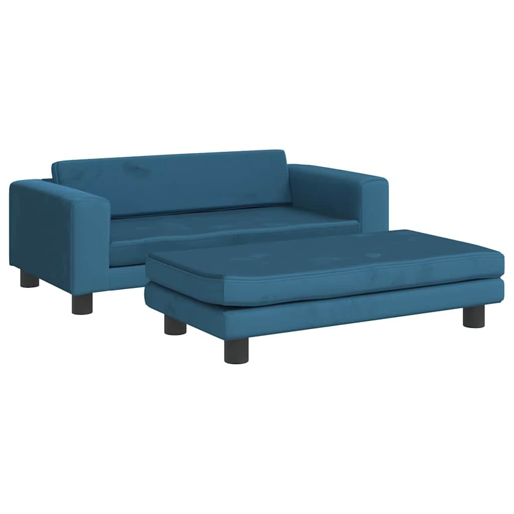 Lettino per Cani con Estensione Blu 100x50x30 cm in Velluto — miniatura 2 di 9