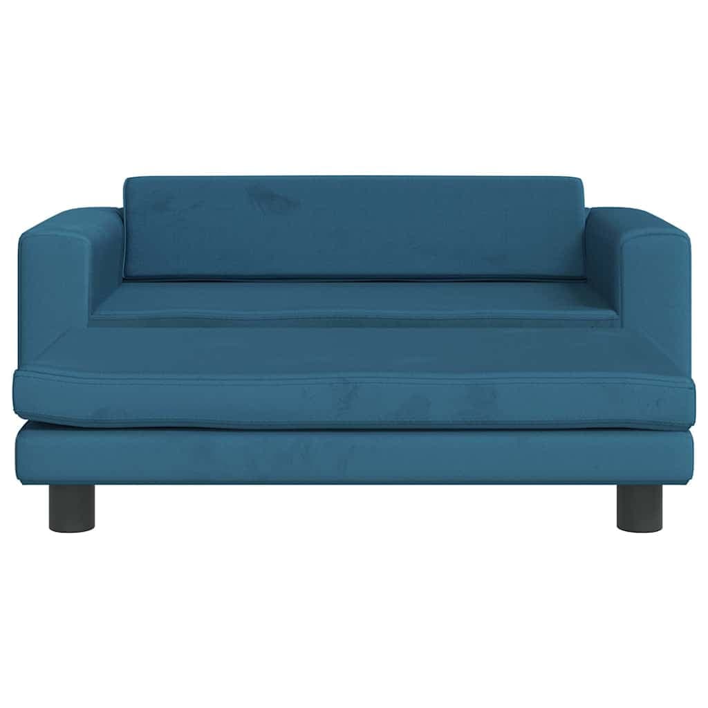 Lettino per Cani con Estensione Blu 100x50x30 cm in Velluto — miniatura 3 di 9