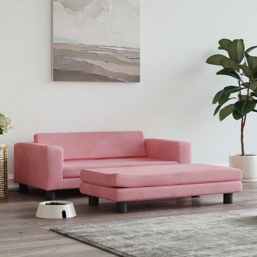 Lettino per Cani con Estensione Rosa 100x50x30 cm in Velluto — miniatura 1 di 9