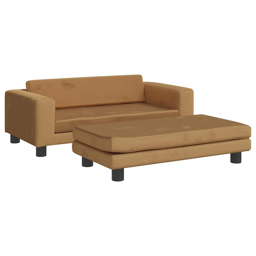 Lettino per Cani con Estensione Marrone 100x50x30 cm in Velluto — miniatura 2 di 9