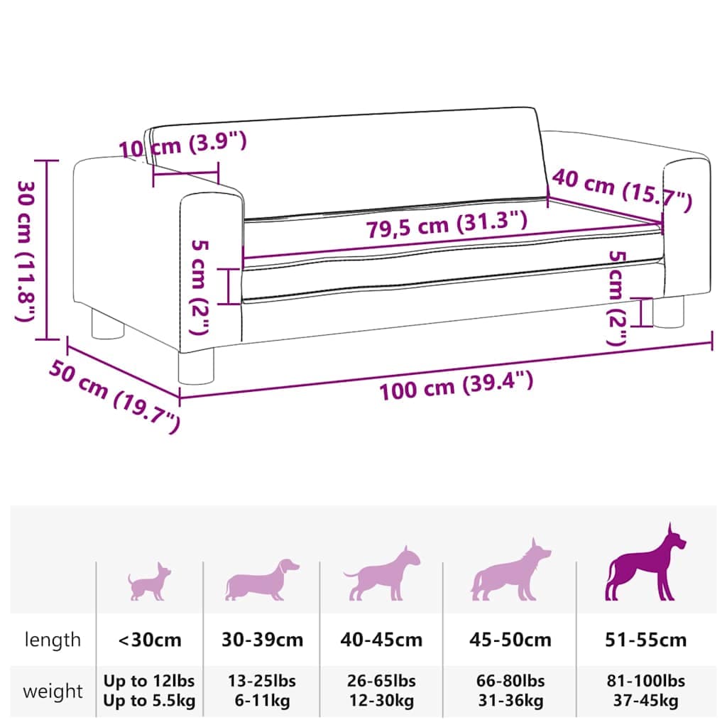 Lettino per Cani con Estensione Crema 100x50x30cm in Similpelle — foto 8 di 9