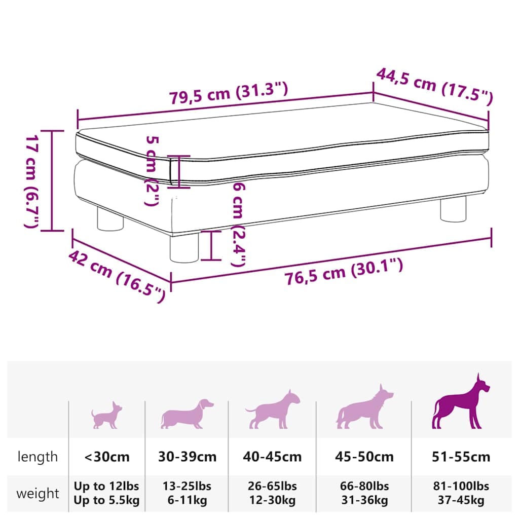 Lettino per Cani con Estensione Crema 100x50x30cm in Similpelle — foto 9 di 9