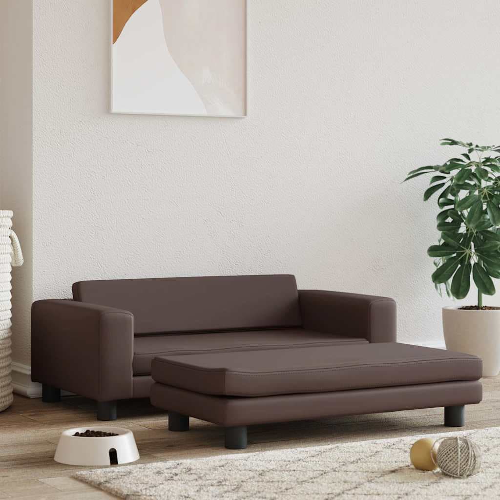 Lettino per Cani con Estensione Marrone 100x50x30 cm Similpelle