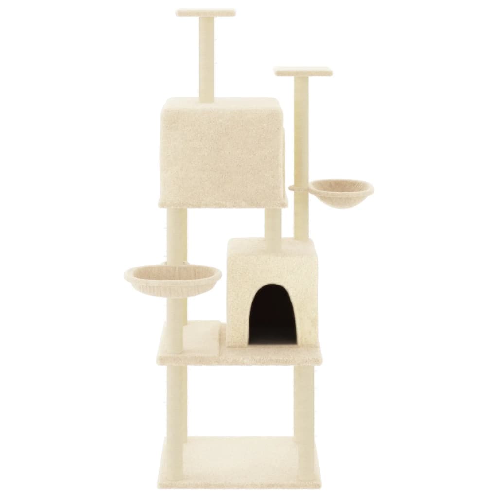 Albero per Gatti con Tiragraffi in Sisal Crema 180 cm — miniatura 3 di 7