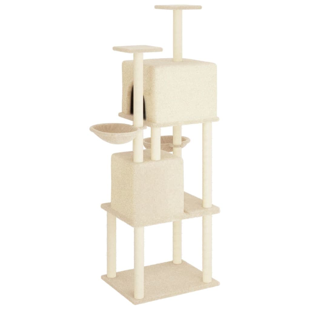 Albero per Gatti con Tiragraffi in Sisal Crema 180 cm — miniatura 4 di 7