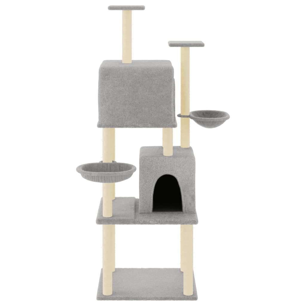 Albero per Gatti con Tiragraffi in Sisal Grigio Chiaro 180 cm — miniatura 3 di 7