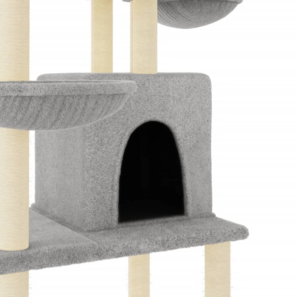 Albero per Gatti con Tiragraffi in Sisal Grigio Chiaro 180 cm — miniatura 5 di 7