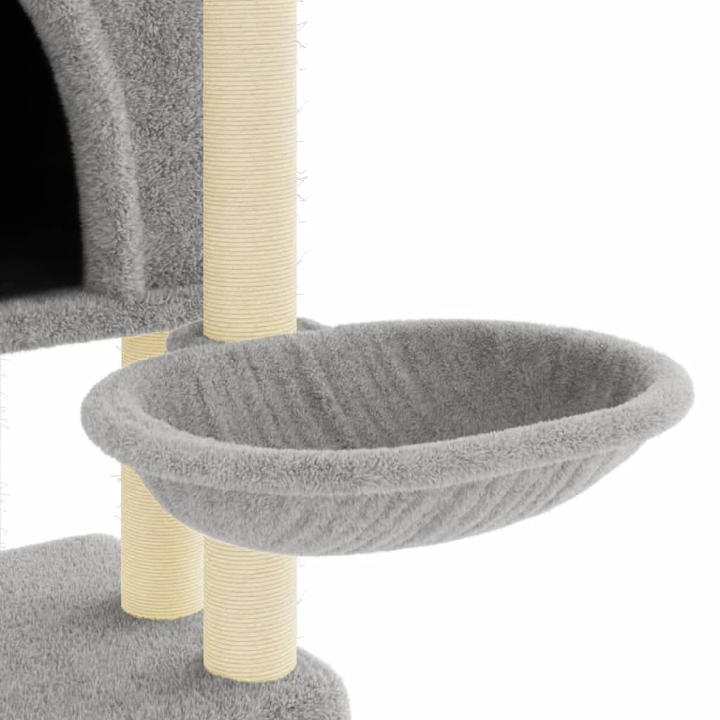 Albero per Gatti con Tiragraffi in Sisal Grigio Chiaro 180 cm — miniatura 6 di 7