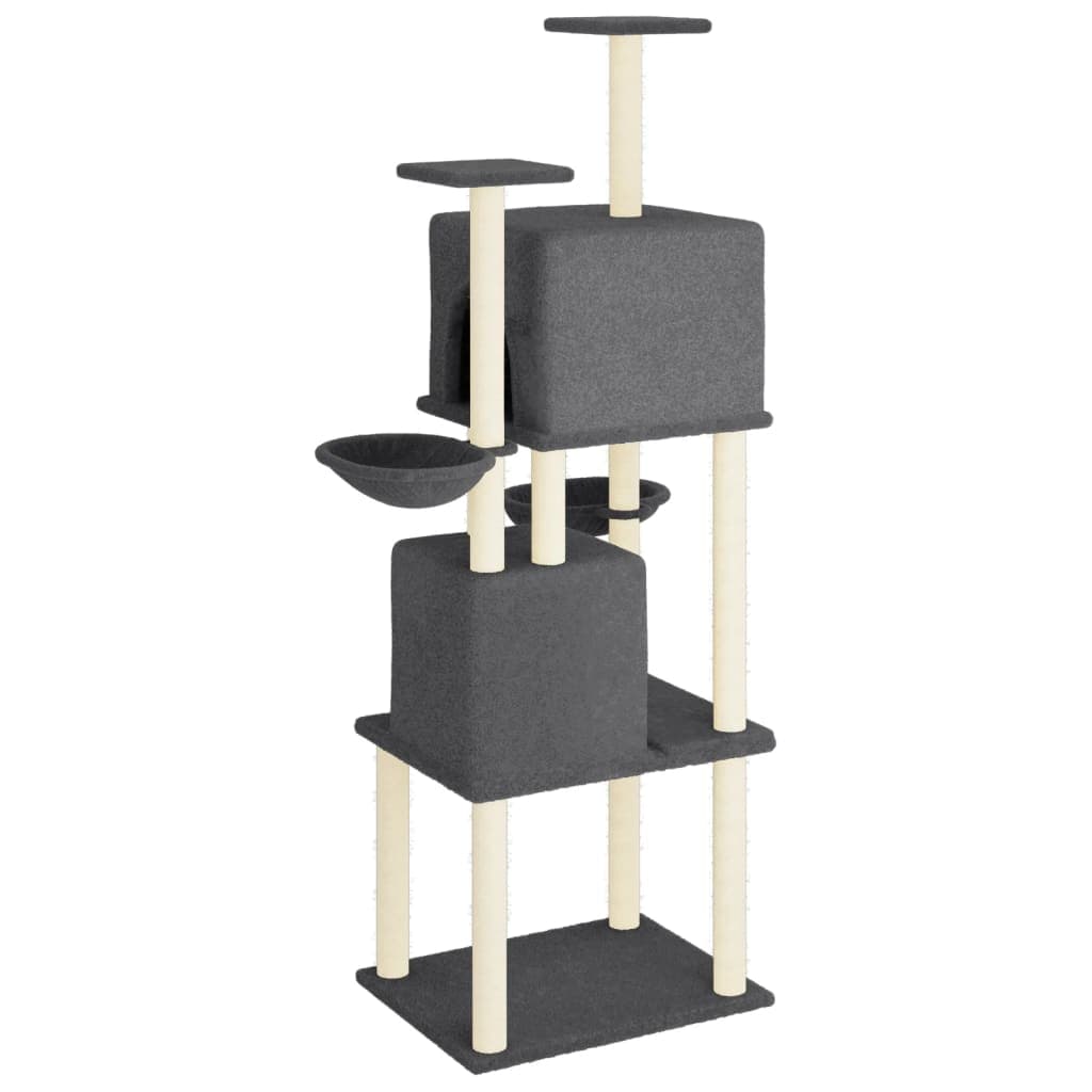 Albero per Gatti con Tiragraffi in Sisal Grigio Scuro 180 cm — miniatura 4 di 7