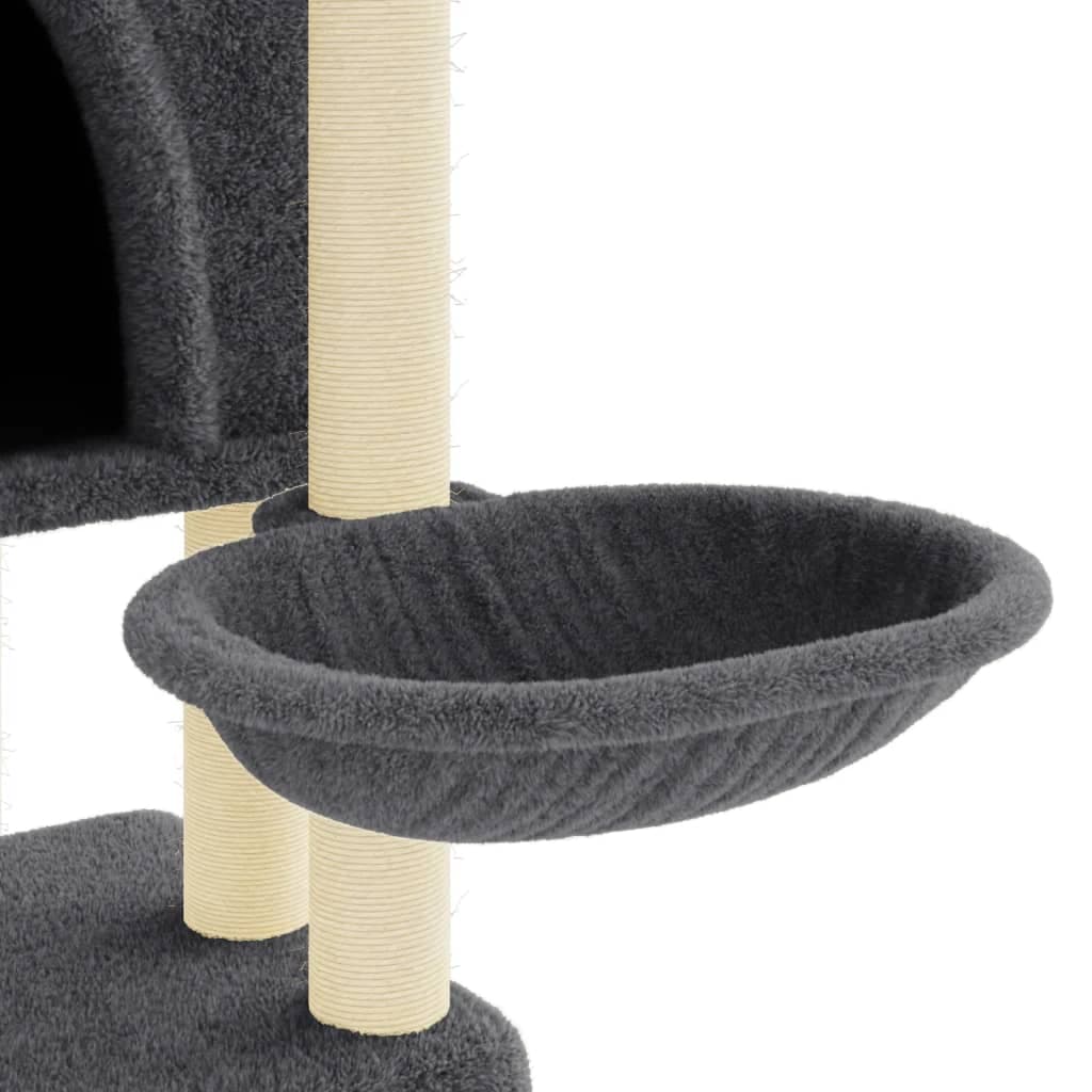 Albero per Gatti con Tiragraffi in Sisal Grigio Scuro 180 cm — miniatura 6 di 7