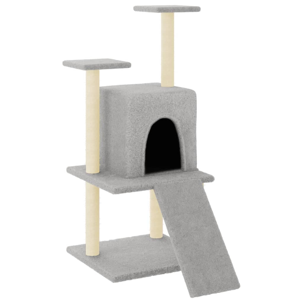 Albero per Gatti con Tiragraffi in Sisal Grigio Chiaro 110 cm — miniatura 2 di 6