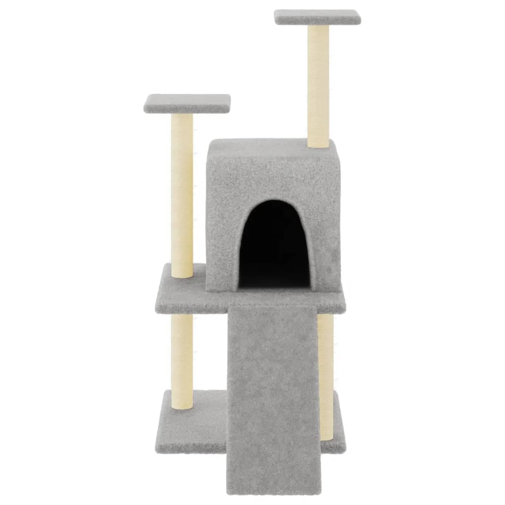 Albero per Gatti con Tiragraffi in Sisal Grigio Chiaro 110 cm — miniatura 3 di 6