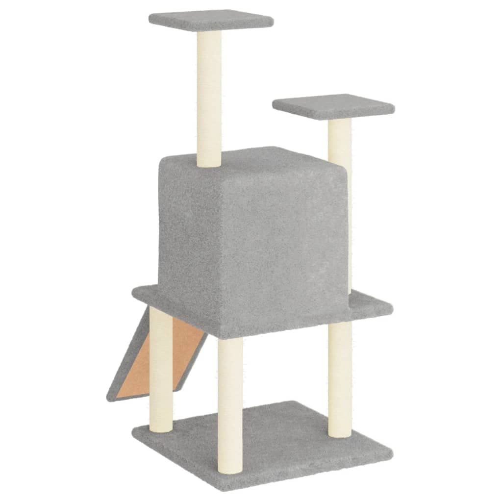 Albero per Gatti con Tiragraffi in Sisal Grigio Chiaro 110 cm — miniatura 4 di 6