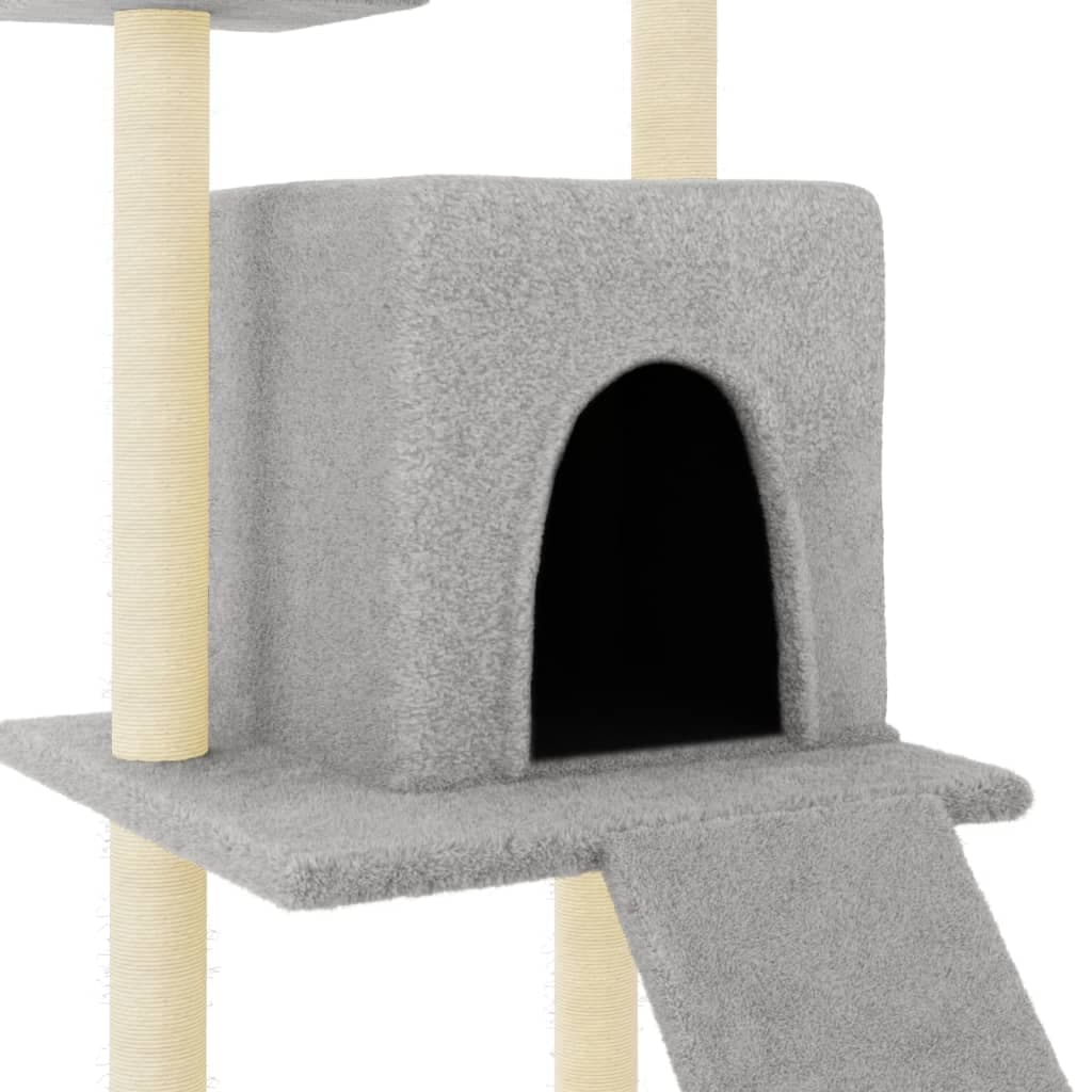 Albero per Gatti con Tiragraffi in Sisal Grigio Chiaro 110 cm — miniatura 5 di 6
