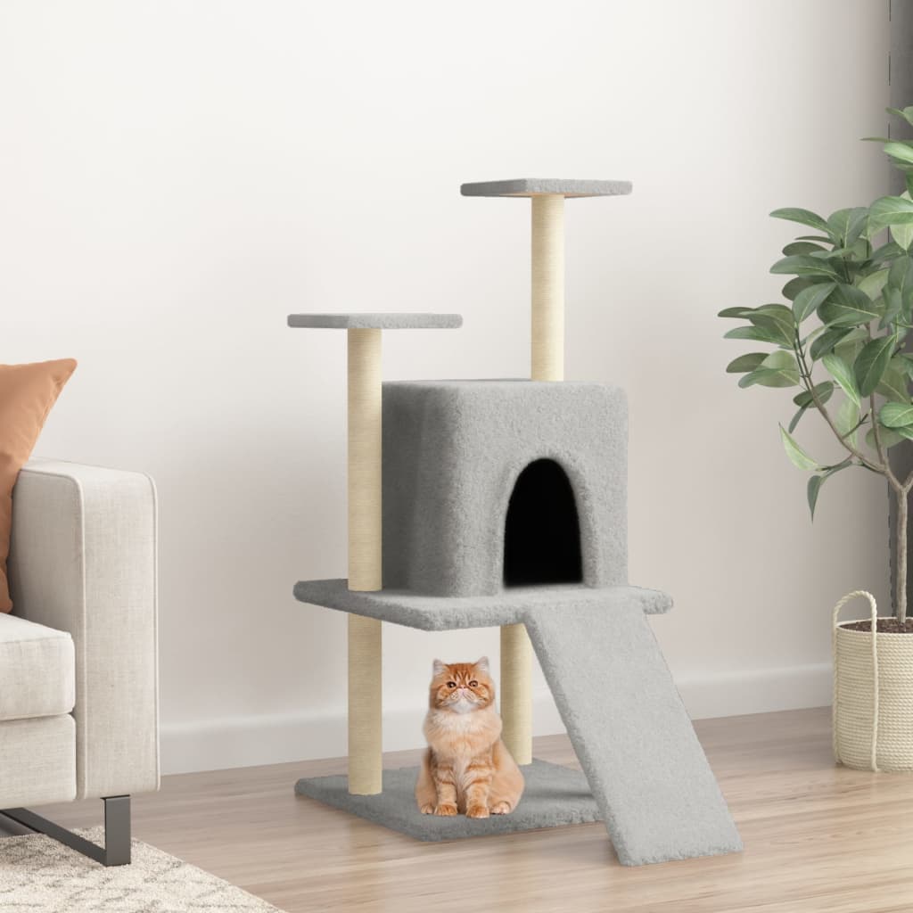 Albero per Gatti con Tiragraffi in Sisal Grigio Chiaro 110 cm — miniatura 1 di 6