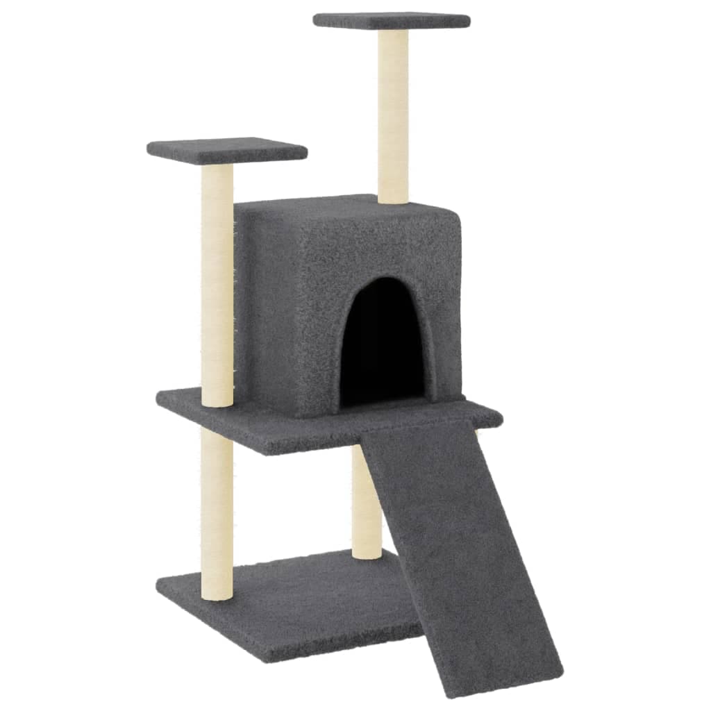 Albero per Gatti con Tiragraffi in Sisal Grigio Scuro 110 cm — miniatura 2 di 6