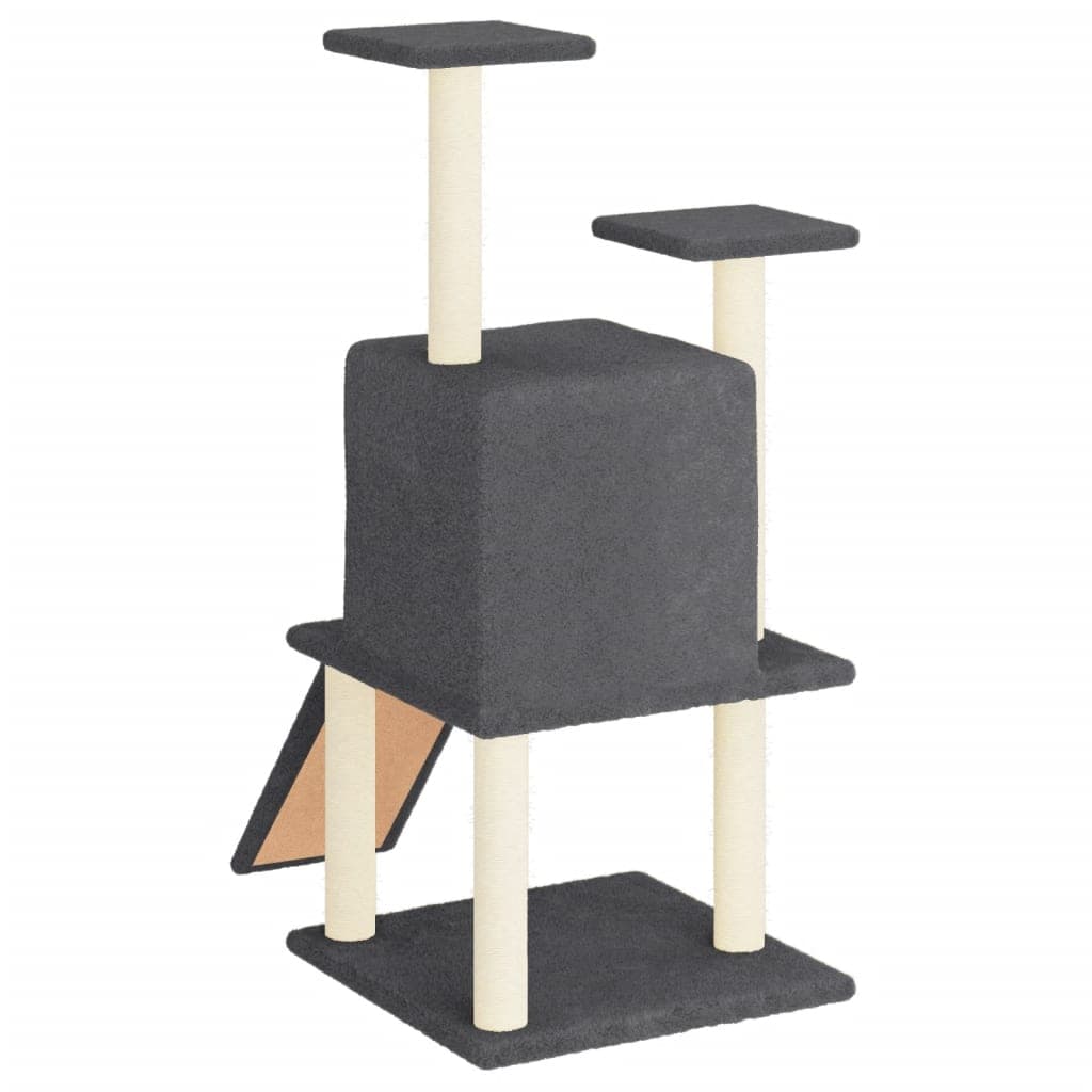 Albero per Gatti con Tiragraffi in Sisal Grigio Scuro 110 cm — miniatura 4 di 6