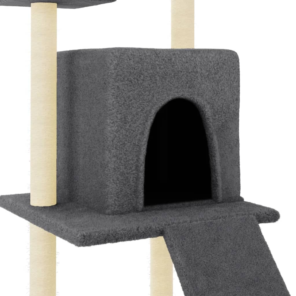 Albero per Gatti con Tiragraffi in Sisal Grigio Scuro 110 cm — miniatura 5 di 6