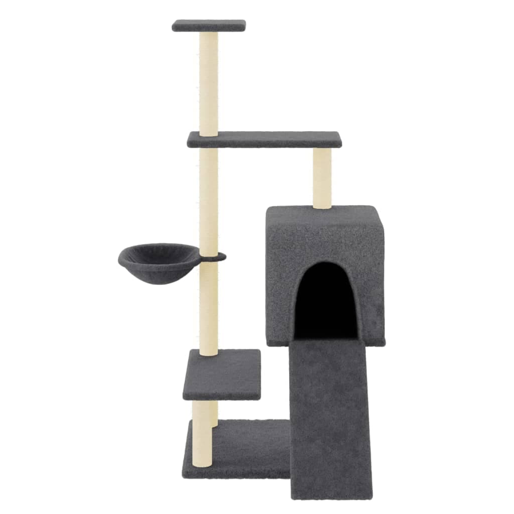 Albero per Gatti con Tiragraffi in Sisal Grigio Scuro 130,5 cm — miniatura 3 di 7