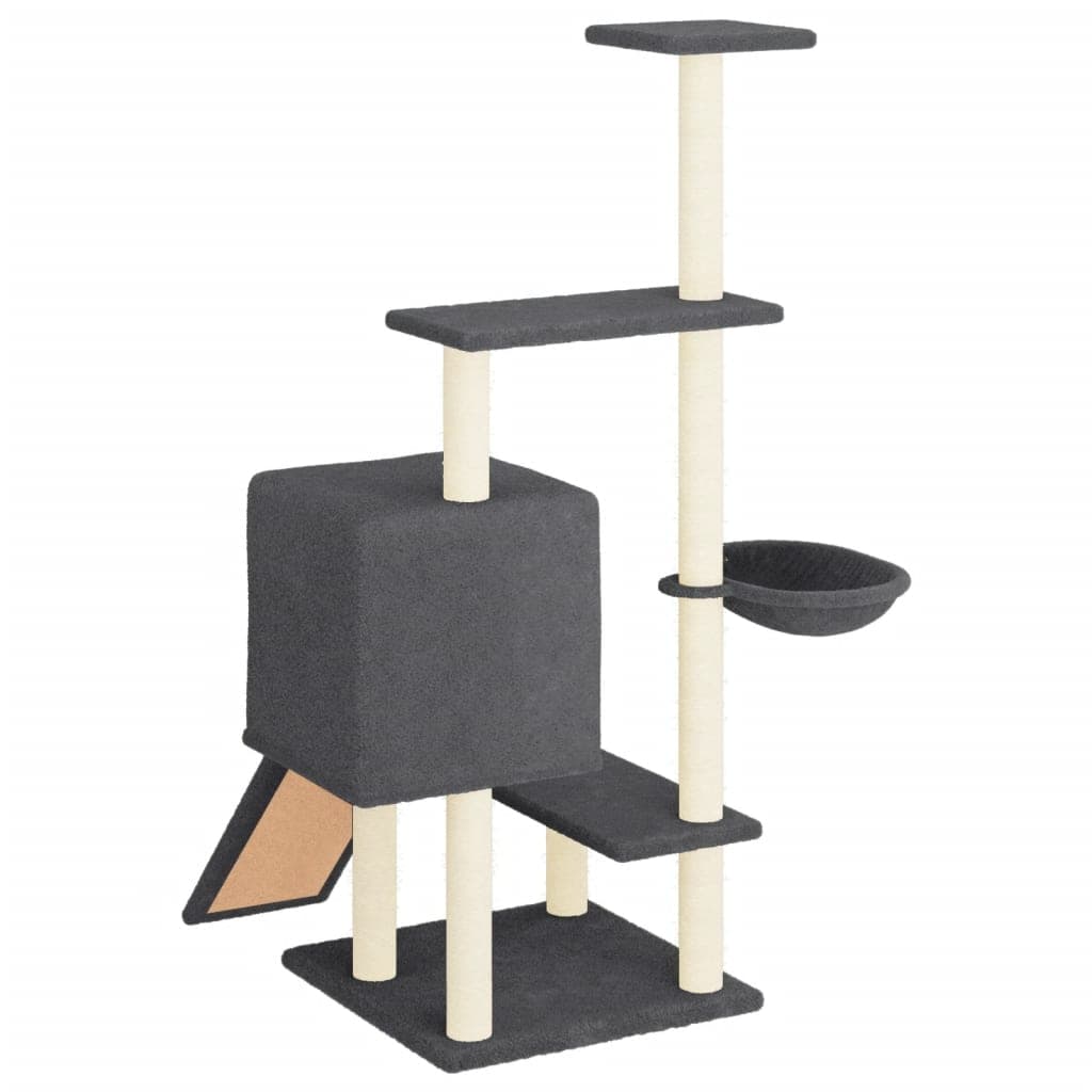 Albero per Gatti con Tiragraffi in Sisal Grigio Scuro 130,5 cm — miniatura 4 di 7