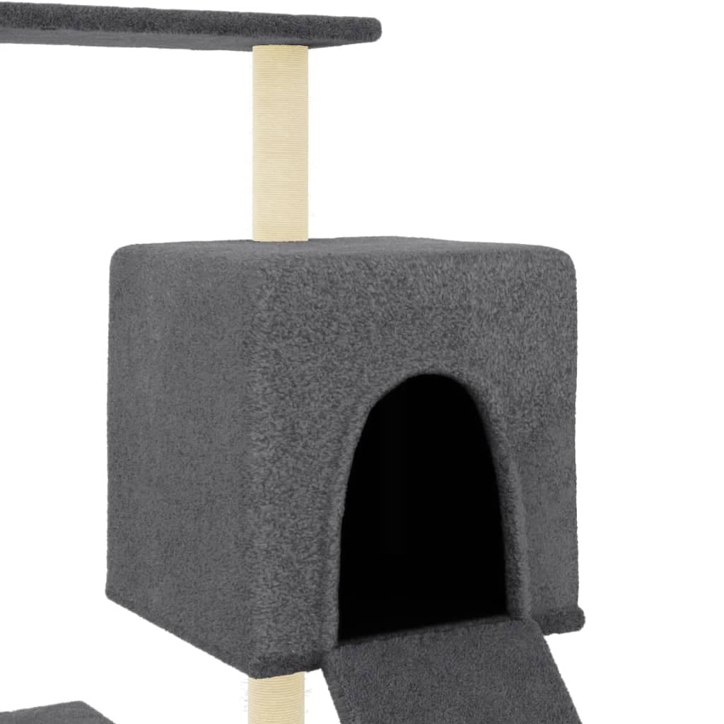 Albero per Gatti con Tiragraffi in Sisal Grigio Scuro 130,5 cm — miniatura 5 di 7