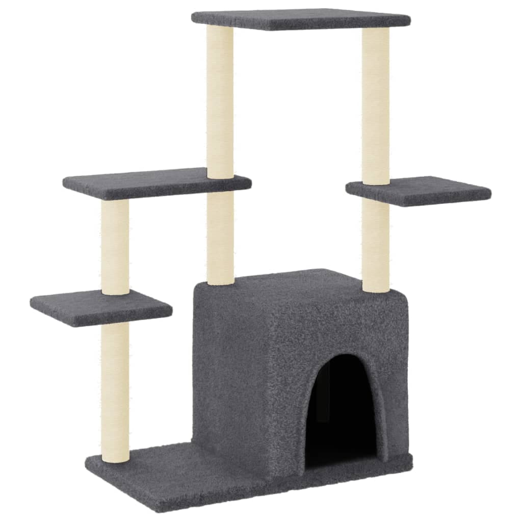 Albero per Gatti con Tiragraffi in Sisal Grigio Scuro 97,5 cm — miniatura 2 di 6