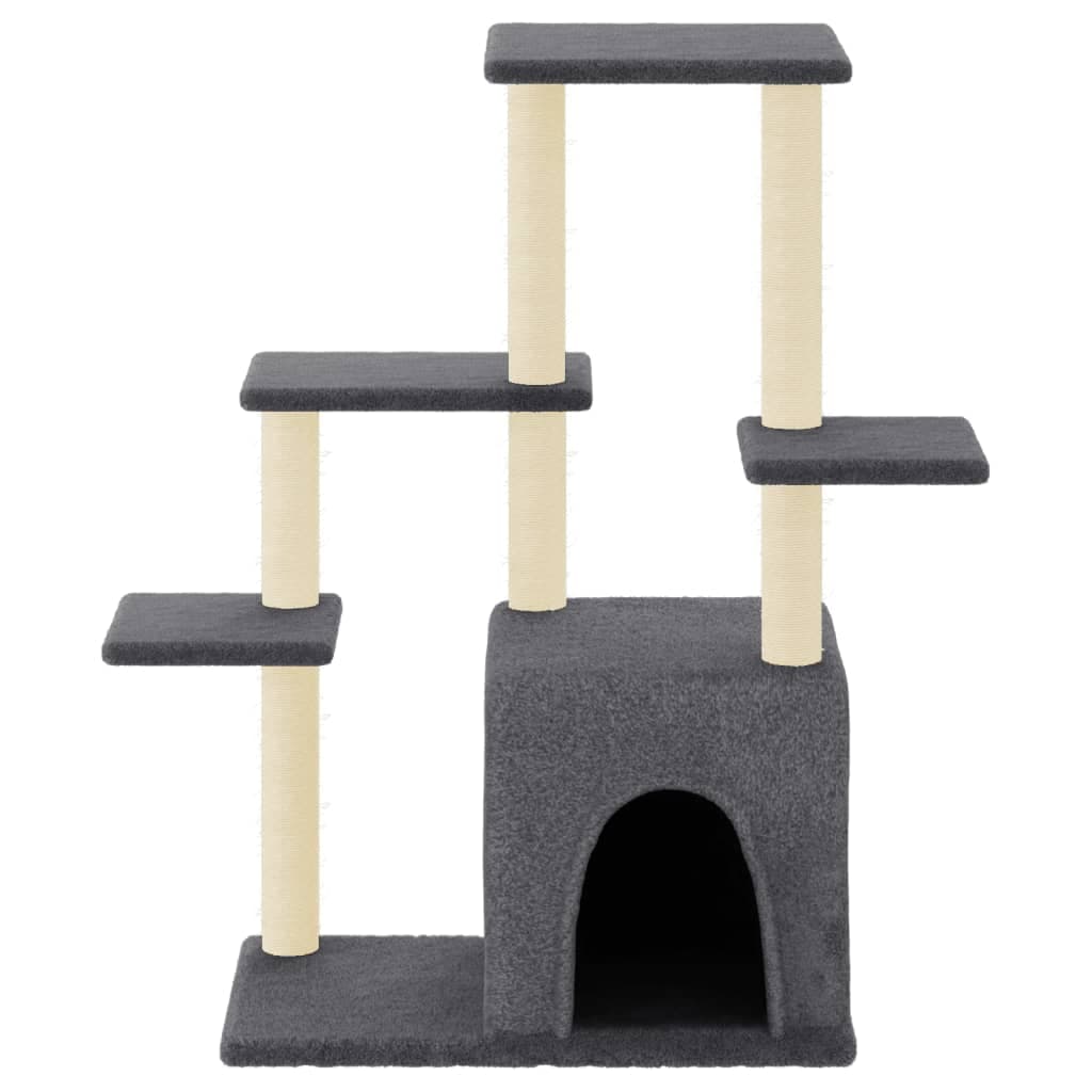 Albero per Gatti con Tiragraffi in Sisal Grigio Scuro 97,5 cm — miniatura 3 di 6