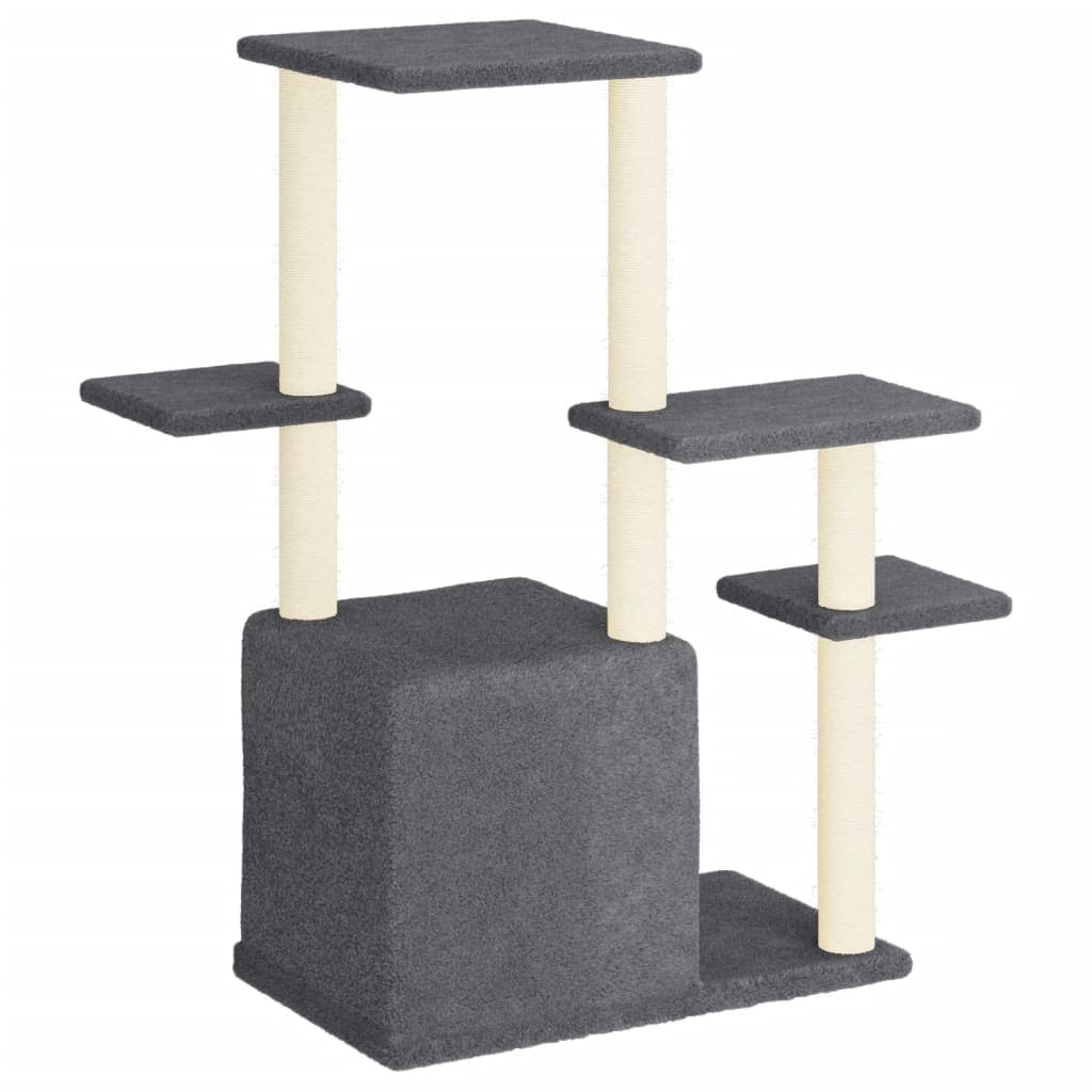 Albero per Gatti con Tiragraffi in Sisal Grigio Scuro 97,5 cm — miniatura 4 di 6