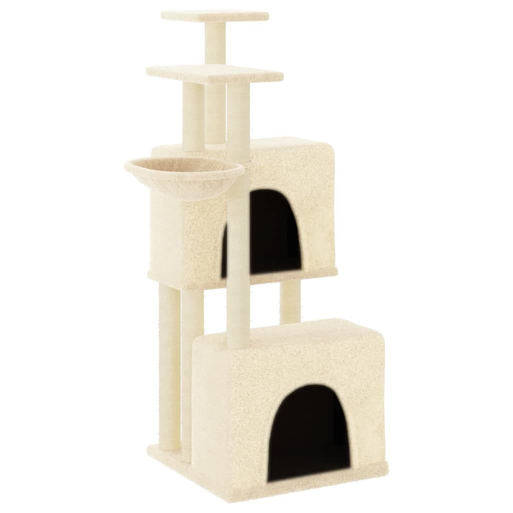Albero per Gatti con Tiragraffi in Sisal Crema 122 cm — miniatura 2 di 7