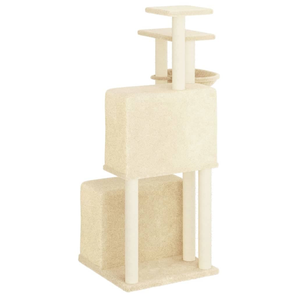 Albero per Gatti con Tiragraffi in Sisal Crema 122 cm — miniatura 4 di 7