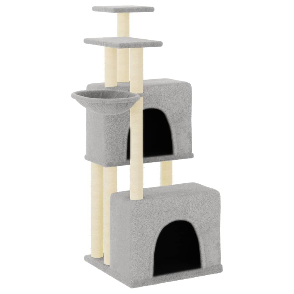 Albero per Gatti con Tiragraffi in Sisal Grigio Chiaro 122 cm — miniatura 2 di 7