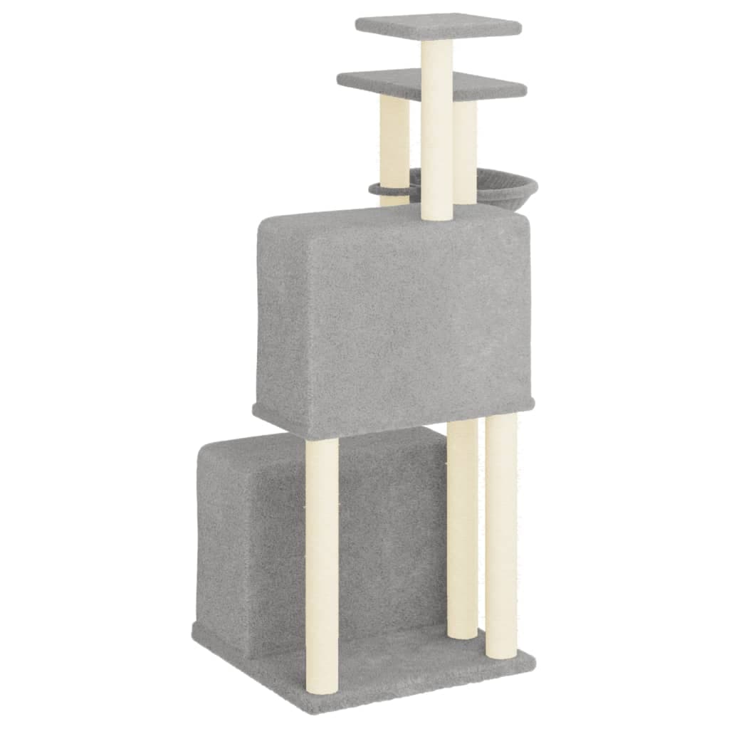 Albero per Gatti con Tiragraffi in Sisal Grigio Chiaro 122 cm — miniatura 4 di 7