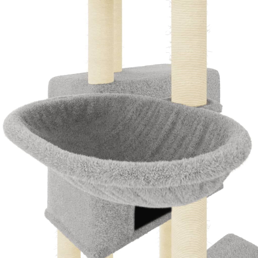 Albero per Gatti con Tiragraffi in Sisal Grigio Chiaro 122 cm — miniatura 6 di 7