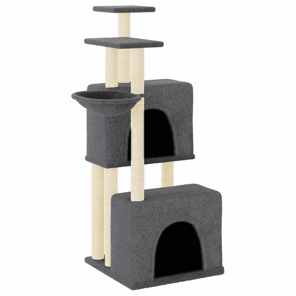 Albero per Gatti con Tiragraffi in Sisal Grigio Scuro 122 cm — miniatura 2 di 7
