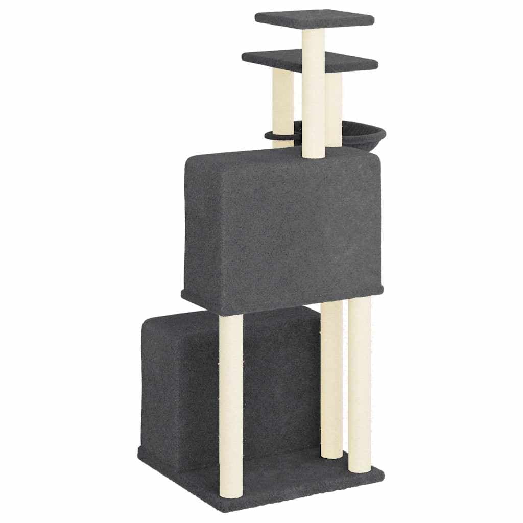 Albero per Gatti con Tiragraffi in Sisal Grigio Scuro 122 cm — miniatura 4 di 7