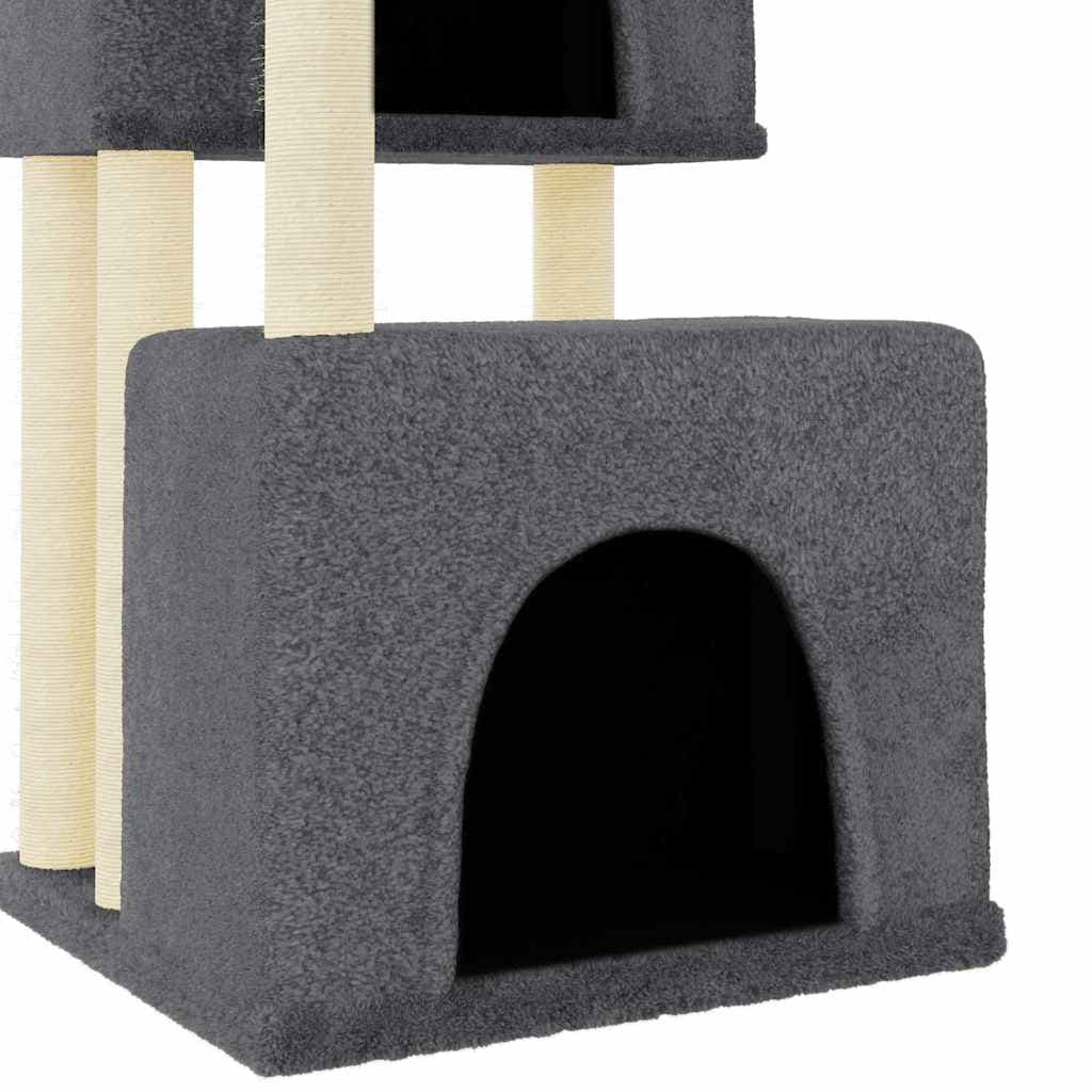 Albero per Gatti con Tiragraffi in Sisal Grigio Scuro 122 cm — miniatura 5 di 7