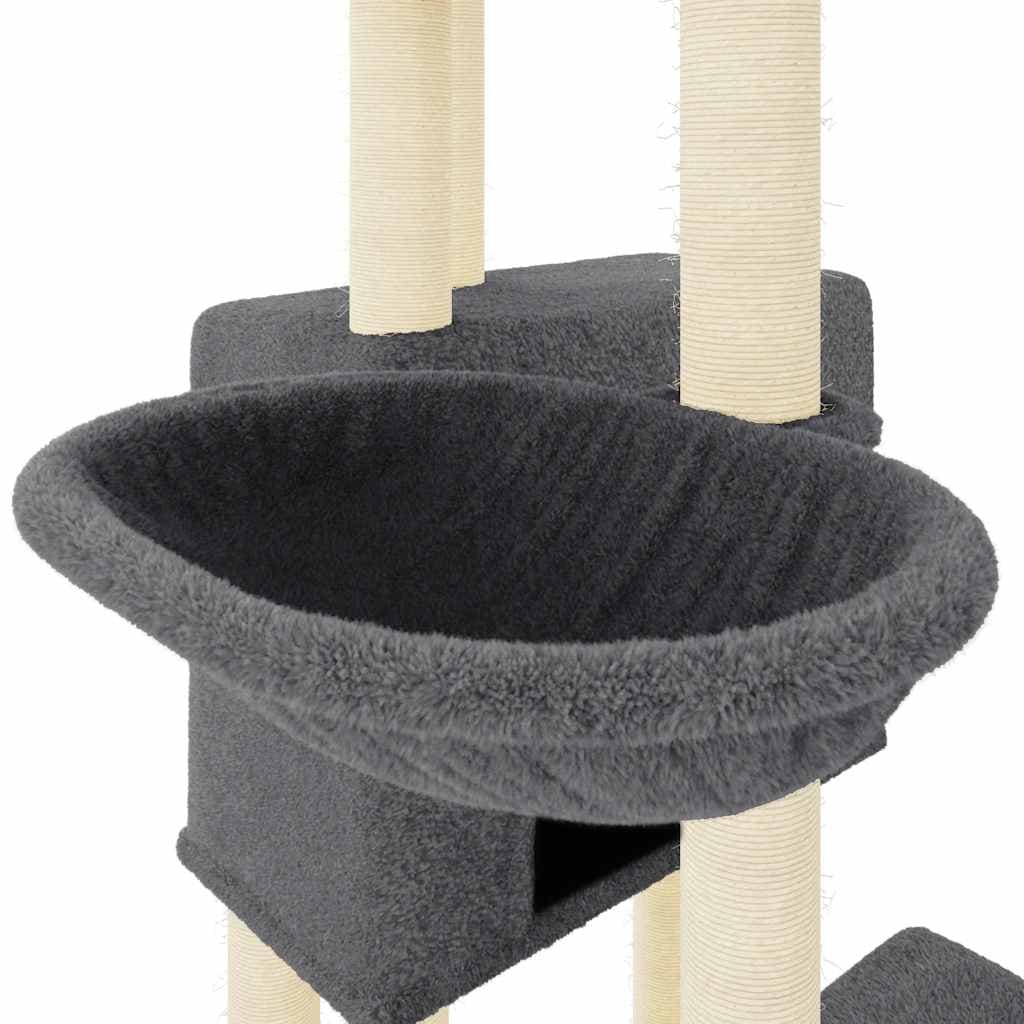 Albero per Gatti con Tiragraffi in Sisal Grigio Scuro 122 cm — miniatura 6 di 7