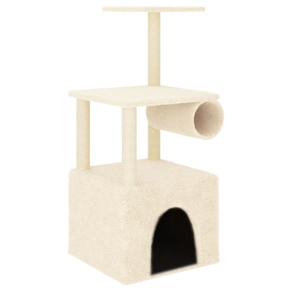Albero per Gatti con Tiragraffi in Sisal Crema 109,5 cm — miniatura 2 di 5