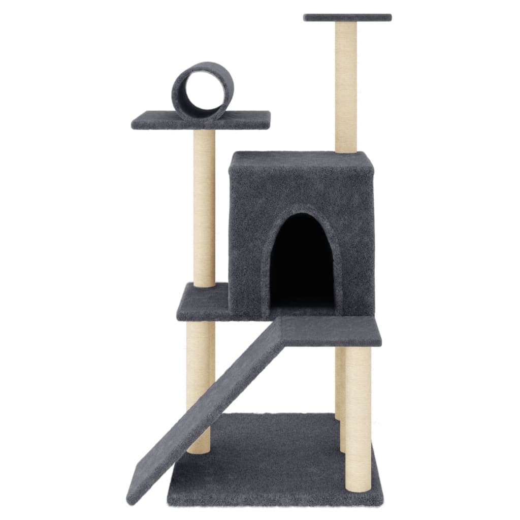 Albero per Gatti con Tiragraffi in Sisal Grigio Scuro 110,5 cm — miniatura 3 di 5