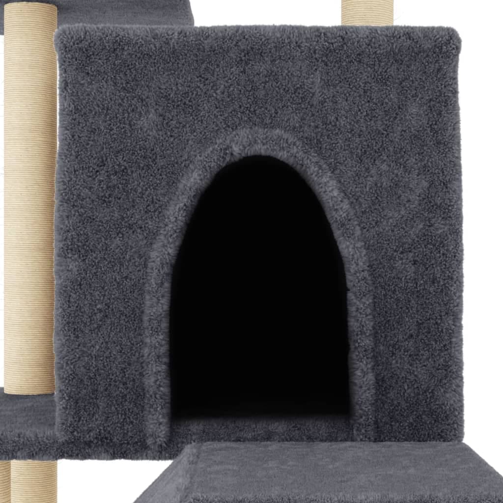 Albero per Gatti con Tiragraffi in Sisal Grigio Scuro 110,5 cm — miniatura 4 di 5