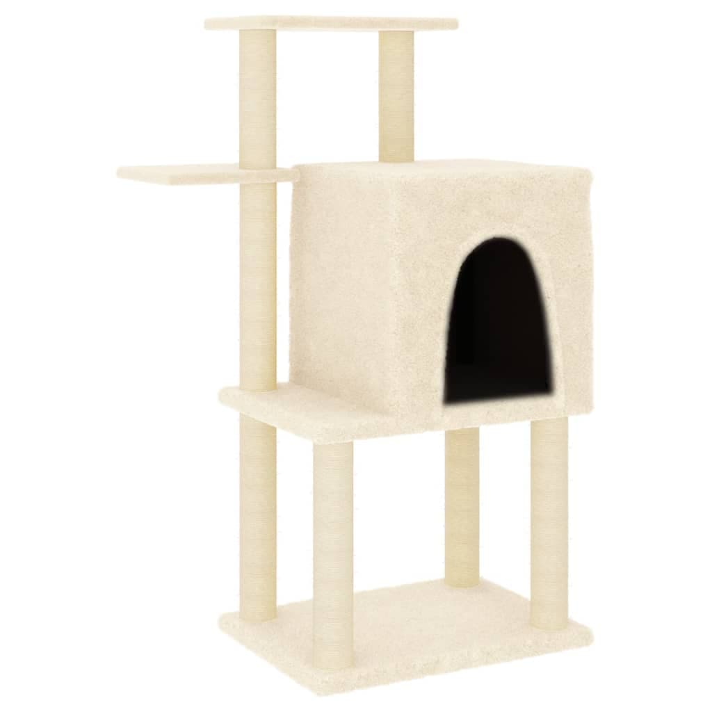 Albero per Gatti con Tiragraffi in Sisal Crema 97 cm — miniatura 2 di 5